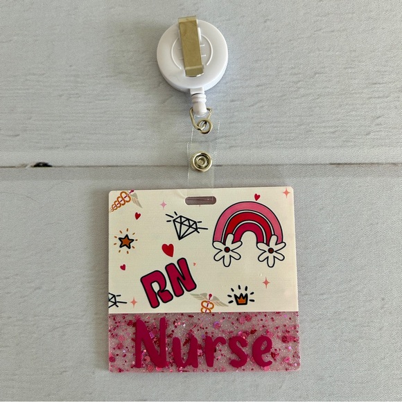 Glitter Badge Buddy | Nurse Card Holder | RN ID Tag Backer and Retractable Reel - Picture 5 of 11